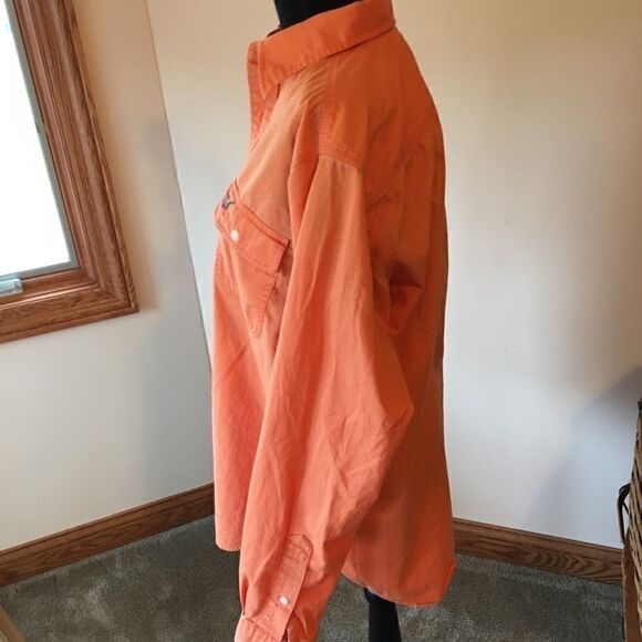 American Living orange button shirt size Medium 100% cotton - Picture 4 of 7